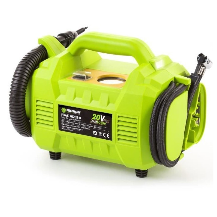 Compresseur sans fil - FIELDMANN - 20V - 10,3 bar - 235 L/min - Batterie et chargeur non inclus Compresseur sans fil - FIELDMANN - 20V - 10,3 bar - 235 L/min - Batterie et chargeur non inclus
