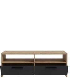 Meuble TV PILVI - Style contemporain - Décor Chene et Noir - 2 Abatta