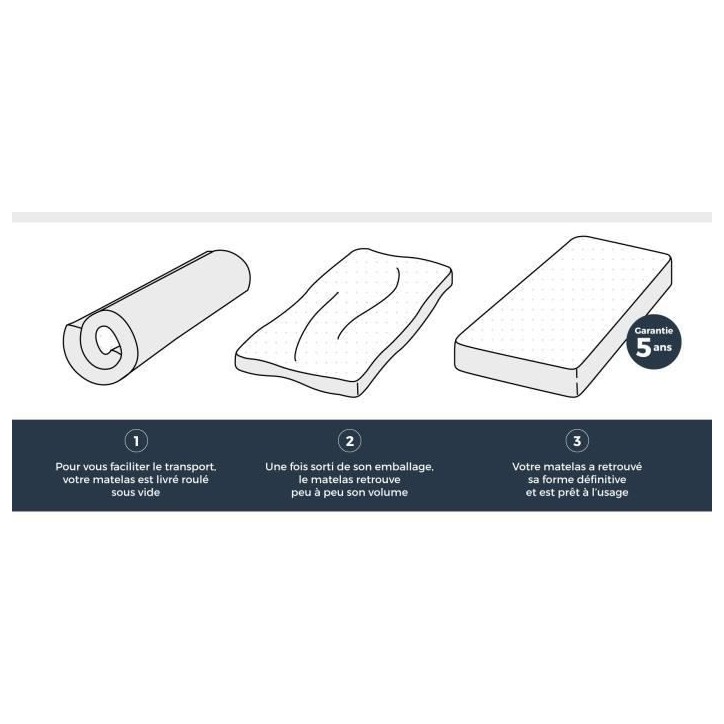 Matelas 90 x 200 DEKO DREAM - Epaisseur 16 cm - Mousse - Confort ferme - KIVA Matelas 90 x 200 DEKO DREAM - Epaisseur 16 cm - Mousse - Confort ferme - KIVA