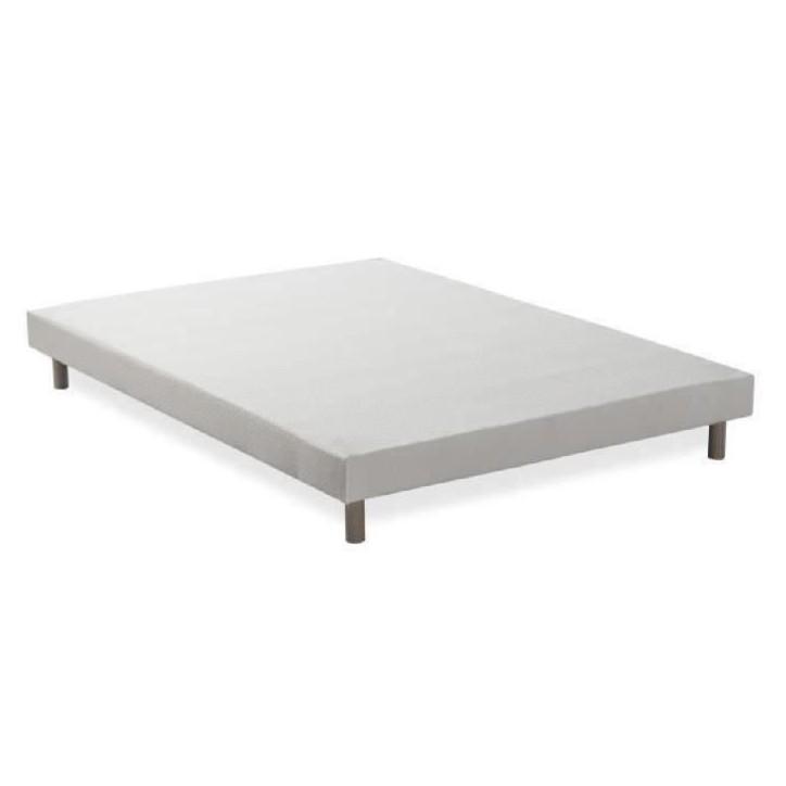 DEKO DREAM Rakenne Sommier tapissier a lattes 160 x 200 - Bois massif blanc + pieds