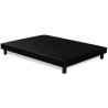 Sommier tapissier a lattes 140 x 190 cm - Bois massif noir + Pieds - D