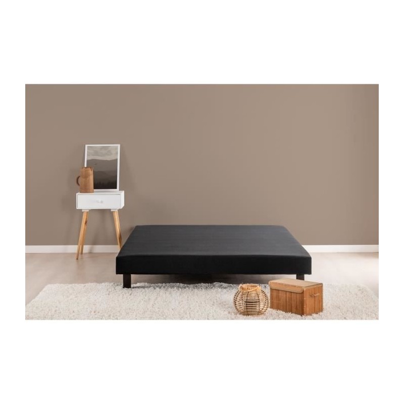 Sommier tapissier 160x200 cm - Noir - Pieds inclus - DEKO DREAM Rakenn Sommier tapissier 160x200 cm - Noir - Pieds inclus - DEKO DREAM Rakenn