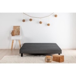 Sommier tapissier a lattes 140 x 190 - Bois massif gris anthracite + p