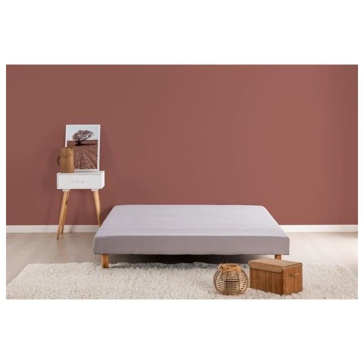 DEKO DREAM Rakenne Sommier tapissier a lattes 140 x 190 cm - Bois massif gris + Pieds DEKO DREAM Rakenne Sommier tapissier a lattes 140 x 190 cm - Bois massif gris + Pieds