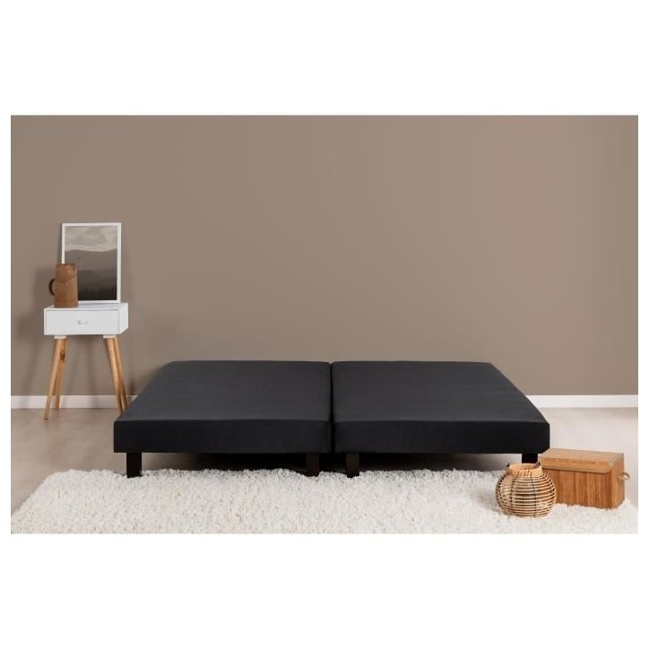 DEKO DREAM Rakenne Lot de 2 Sommiers tapissiers a lattes 180 x 200 cm - Bois massif noir + Pieds DEKO DREAM Rakenne Lot de 2 Sommiers tapissiers a lattes 180 x 200 cm - Bois massif noir + Pieds
