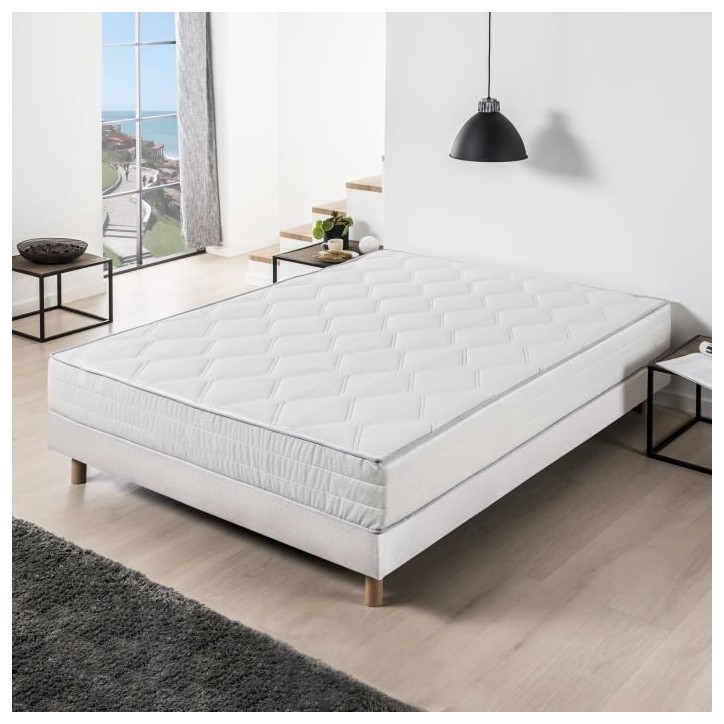 Ensemble Matelas ressorts + Sommier tapissier 140 x 190 cm - Confort équilibré - Epaisseur 23 cm - DEKO DREAM Hyvyys Ensemble Matelas ressorts + Sommier tapissier 140 x 190 cm - Confort équilibré - Epaisseur 23 cm - DEKO DREAM Hyvyys