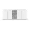 Buffet bas - Panneaux de particules - Blanc et décor gris béton - 4