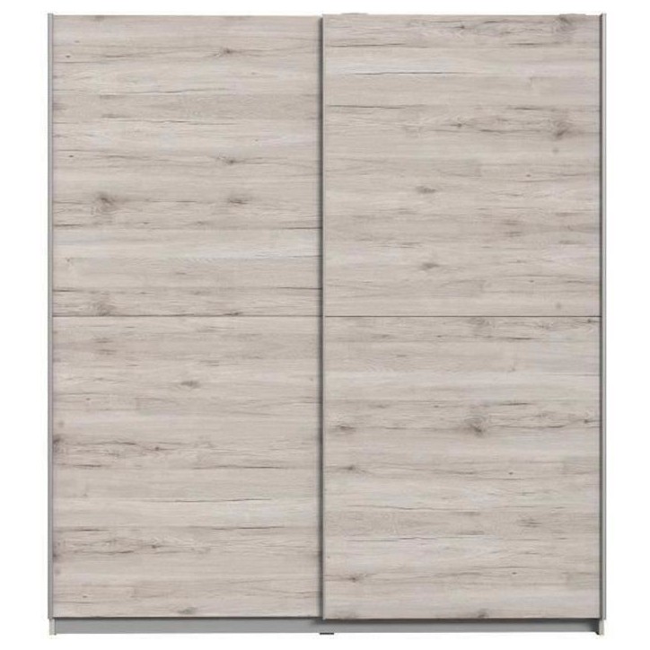 Armoire 2 portes coulissantes - Panneaux de particules - Décor chene cendré clair - L 170,3 x P 61,2 x H 190,5 cm - ULOS Armoire 2 portes coulissantes - Panneaux de particules - Décor chene cendré clair - L 170,3 x P 61,2 x H 190,5 cm - ULOS