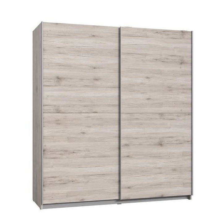 Armoire 2 portes coulissantes - Panneaux de particules - Décor chene cendré clair - L 170,3 x P 61,2 x H 190,5 cm - ULOS Armoire 2 portes coulissantes - Panneaux de particules - Décor chene cendré clair - L 170,3 x P 61,2 x H 190,5 cm - ULOS