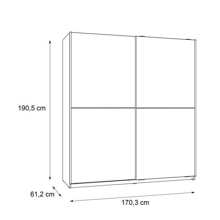 Armoire 2 portes coulissantes - Panneaux de particules - Décor chene et blanc - L 170,3 x P 61,2 x H 190,5 cm - ULOS Armoire 2 portes coulissantes - Panneaux de particules - Décor chene et blanc - L 170,3 x P 61,2 x H 190,5 cm - ULOS