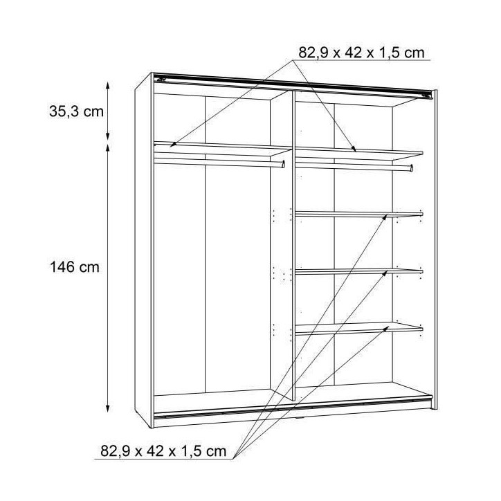Armoire 2 portes coulissantes - Panneaux de particules - Décor chene et blanc - L 170,3 x P 61,2 x H 190,5 cm - ULOS Armoire 2 portes coulissantes - Panneaux de particules - Décor chene et blanc - L 170,3 x P 61,2 x H 190,5 cm - ULOS
