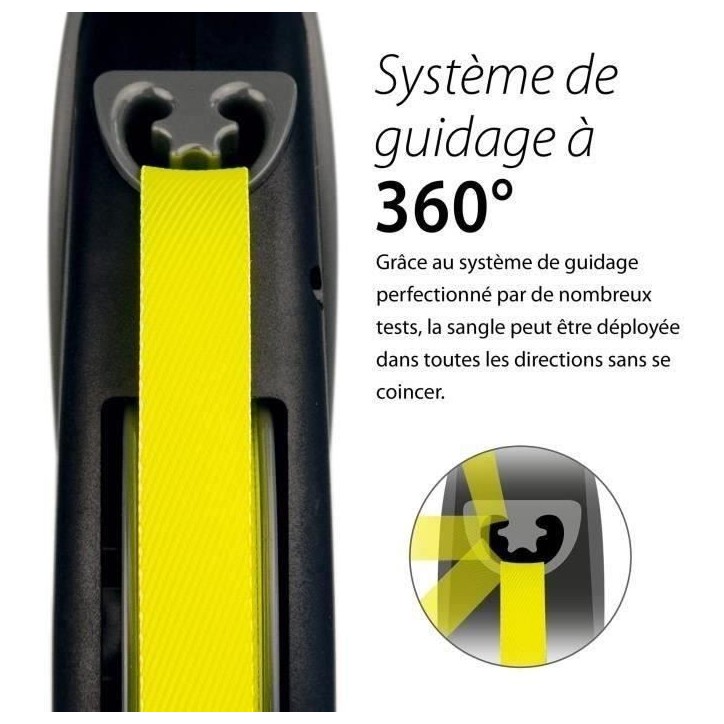 Laisse enrouleur Flexi Neon Giant - FLEXI - GT3-210-S-NEO-12 - Noir et jaune - Pour chiens jusqu'a 50 kg