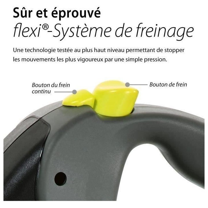 Laisse enrouleur Flexi Neon Giant - FLEXI - GT3-210-S-NEO-12 - Noir et jaune - Pour chiens jusqu'a 50 kg
