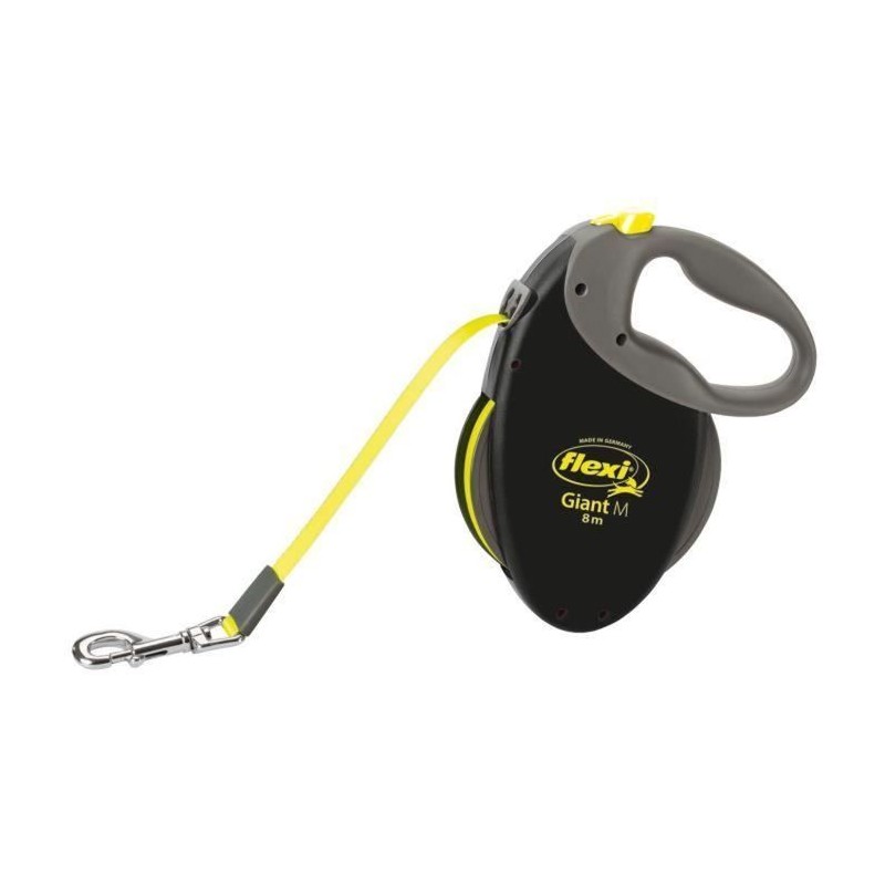Laisse sangle TRIXIE flexi GIANT - Taille M - 8m - Noir et jaune fluo Laisse sangle TRIXIE flexi GIANT - Taille M - 8m - Noir et jaune fluo