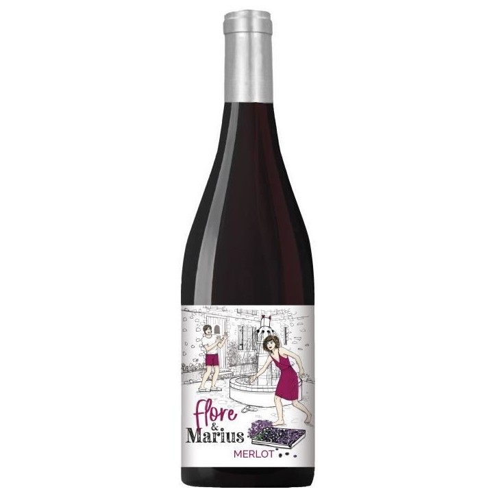 Flore & Marius 2023 IGP Atlantique Merlot - Vin rouge de Bordeaux