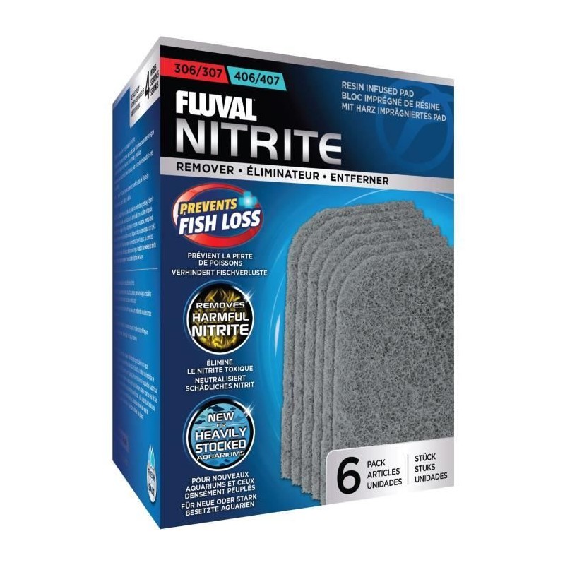 Filtre anti-nitrate - Fluval - 307/407 - 6 pcs - Bleu - Pour poisson d Filtre anti-nitrate - Fluval - 307/407 - 6 pcs - Bleu - Pour poisson d