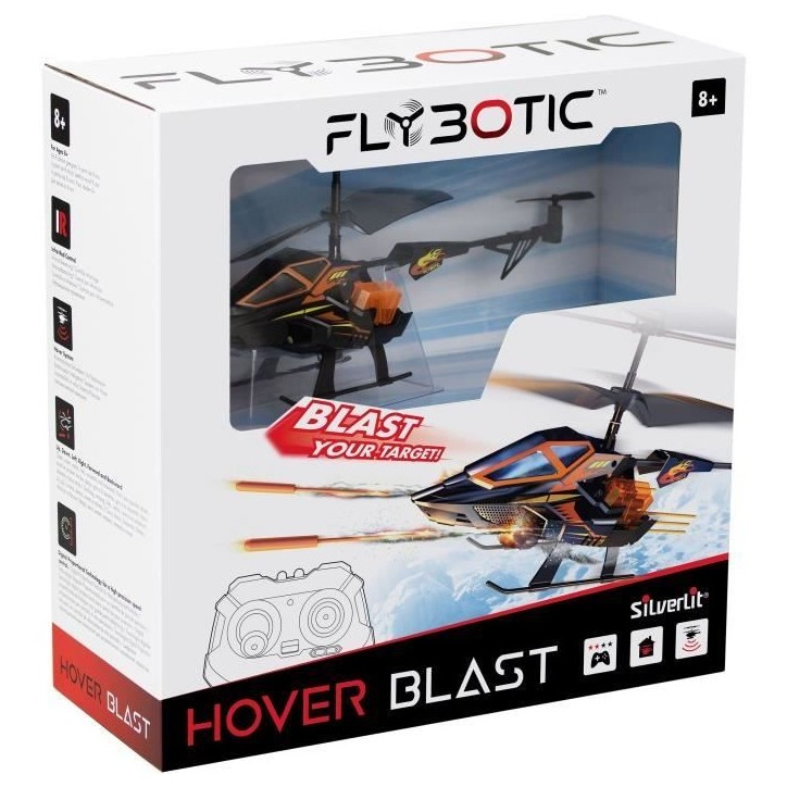 Hélicoptere Télécommandé - FLYBOTIC - Helico Hover Blast - 23 cm - orange et noir - des 8 ans Hélicoptere Télécommandé - FLYBOTIC - Helico Hover Blast - 23 cm - orange et noir - des 8 ans