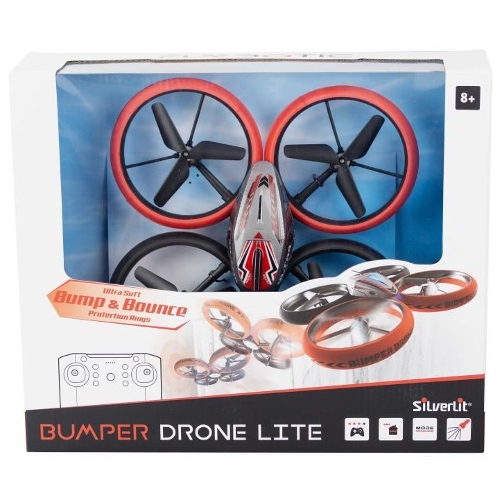 Drone Télécommandé - FLYBOTIC - Bumper Drone Lit - 17 cm - rouge et noir - des 8 ans Drone Télécommandé - FLYBOTIC - Bumper Drone Lit - 17 cm - rouge et noir - des 8 ans