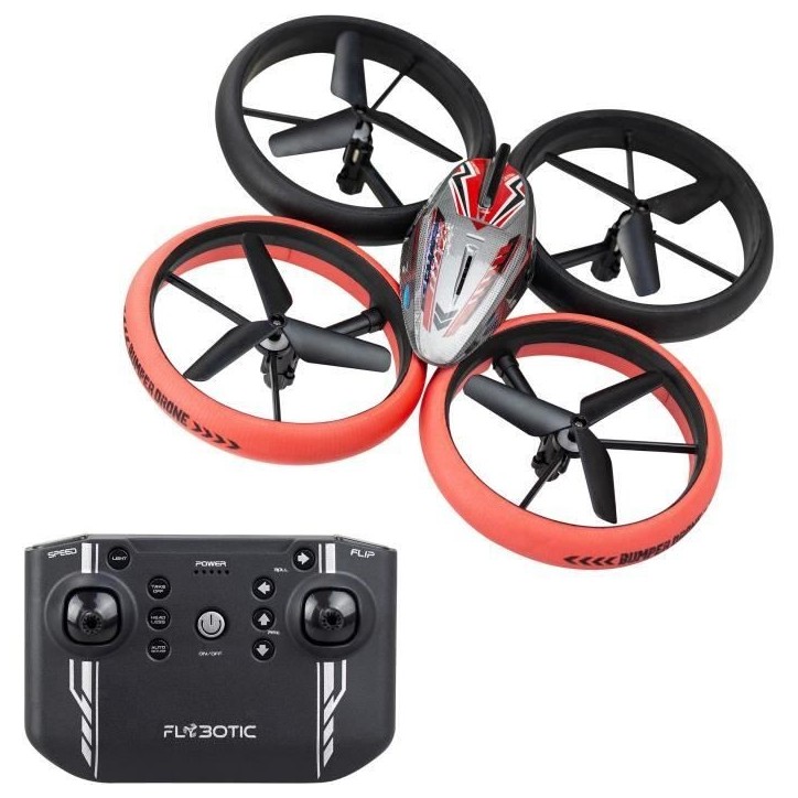 Drone Télécommandé - FLYBOTIC - Bumper Drone Lit - 17 cm - rouge et noir - des 8 ans Drone Télécommandé - FLYBOTIC - Bumper Drone Lit - 17 cm - rouge et noir - des 8 ans