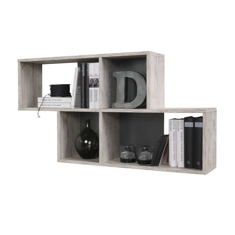 FMD Etagere Murale avec 4 Compartiments Chene Sable Tablette Rangement FMD Etagere Murale avec 4 Compartiments Chene Sable Tablette Rangement