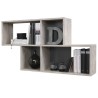 FMD Etagere Murale avec 4 Compartiments Chene Sable Tablette Rangement