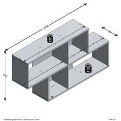 FMD Etagere Murale avec 4 Compartiments Chene Sable Tablette Rangement