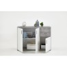 Buffet bicolore - Décor gris béton LA et blanc - 3 portes + 2 tiroir