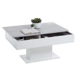 Table Basse - Bout de canapé - mélamine Gris Béton et Blanc L100 x