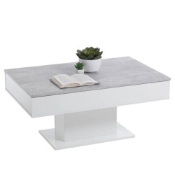 Table Basse - Bout de canapé - mélamine Gris Béton et Blanc L100 x