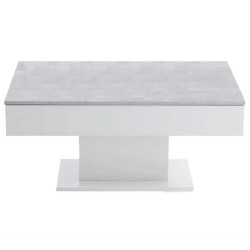 Table Basse - Bout de canapé - mélamine Gris Béton et Blanc L100 x