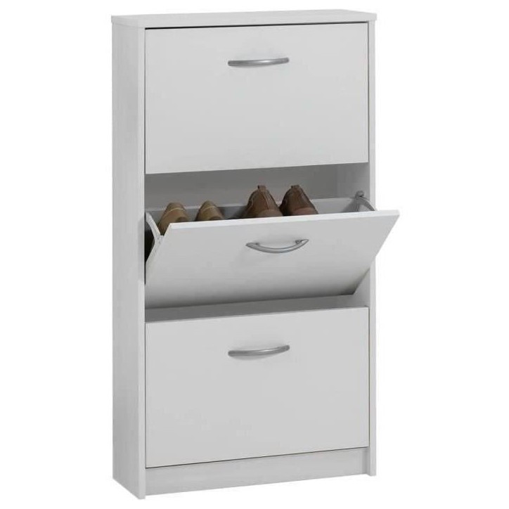 FMD Meuble a chaussures 3 compartiments inclinables Blanc L58,5 x l17 x H168,3 cm FMD Meuble a chaussures 3 compartiments inclinables Blanc L58,5 x l17 x H168,3 cm