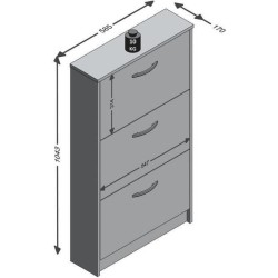 FMD Meuble a chaussures 3 compartiments inclinables Blanc L58,5 x l17