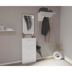 FMD Meuble a chaussures 3 compartiments inclinables Blanc L58,5 x l17