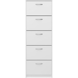 Meuble a chaussures - Blanc - 5 Abattants - 10 paires - L58,5 x H168,5