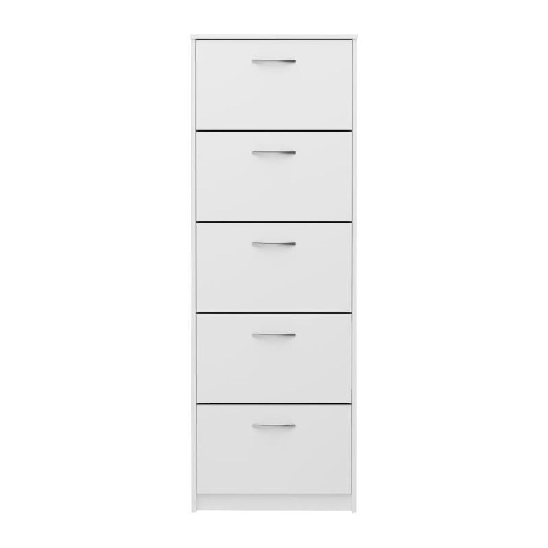 Meuble a chaussures - Blanc - 5 Abattants - 10 paires - L58,5 x H168,5 Meuble a chaussures - Blanc - 5 Abattants - 10 paires - L58,5 x H168,5