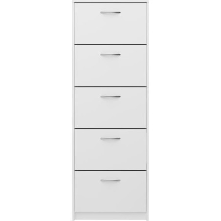 Meuble a chaussures - Blanc - 5 Abattants - 10 paires - L58,5 x H168,5