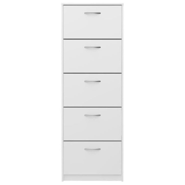 Meuble a chaussures - Blanc - 5 Abattants - 10 paires - L58,5 x H168,5 x P17 cm - Fabriqué en Allemagne Meuble a chaussures - Blanc - 5 Abattants - 10 paires - L58,5 x H168,5 x P17 cm - Fabriqué en Allemagne