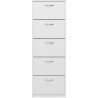 Meuble a chaussures - Blanc - 5 Abattants - 10 paires - L58,5 x H168,5