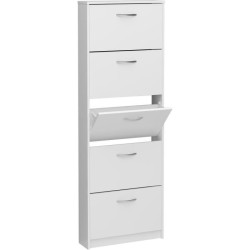 Meuble a chaussures - Blanc - 5 Abattants - 10 paires - L58,5 x H168,5
