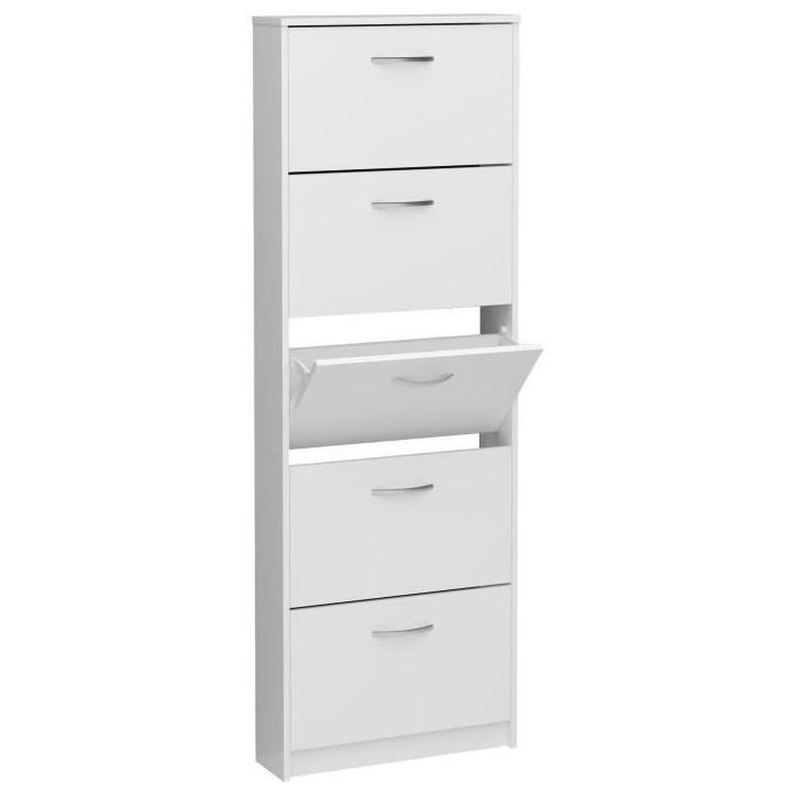 Meuble a chaussures - Blanc - 5 Abattants - 10 paires - L58,5 x H168,5 x P17 cm - Fabriqué en Allemagne Meuble a chaussures - Blanc - 5 Abattants - 10 paires - L58,5 x H168,5 x P17 cm - Fabriqué en Allemagne