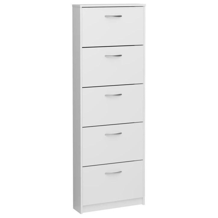 Meuble a chaussures - Blanc - 5 Abattants - 10 paires - L58,5 x H168,5 x P17 cm - Fabriqué en Allemagne Meuble a chaussures - Blanc - 5 Abattants - 10 paires - L58,5 x H168,5 x P17 cm - Fabriqué en Allemagne