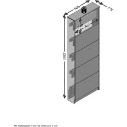 Meuble a chaussures - Blanc - 5 Abattants - 10 paires - L58,5 x H168,5