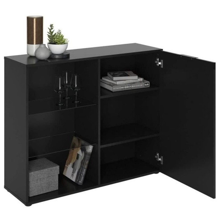 Petit meuble de rangement - Décor noir - L99,1 x H81,3 x P31,5 cm - Fabriqué en Allemagne Petit meuble de rangement - Décor noir - L99,1 x H81,3 x P31,5 cm - Fabriqué en Allemagne