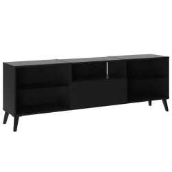 Meubles TV/Hifi Lowboard - Décor noir - L153,5 x H52 x P31,5 cm - Fab