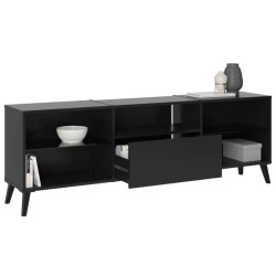 Meubles TV/Hifi Lowboard - Décor noir - L153,5 x H52 x P31,5 cm - Fab