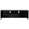 Meubles TV/Hifi Lowboard - Décor noir - L153,5 x H52 x P31,5 cm - Fab