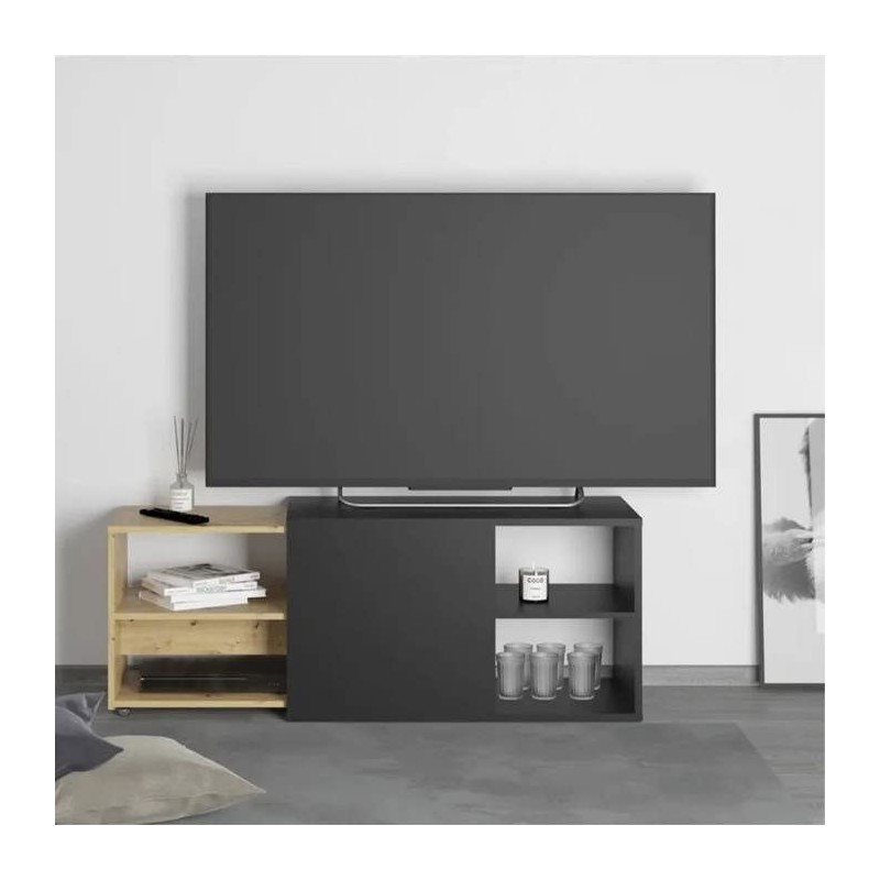 FMD Meuble TV avec 2 compartiments ouverts 133,5x39,9x49,2 cm, unité FMD Meuble TV avec 2 compartiments ouverts 133,5x39,9x49,2 cm, unité