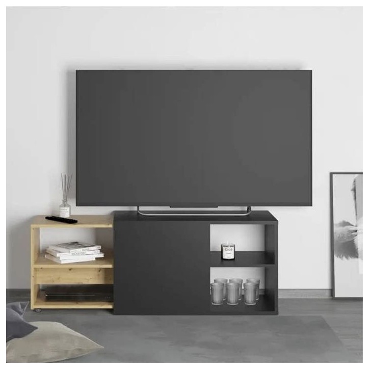FMD Meuble TV avec 2 compartiments ouverts 133,5x39,9x49,2 cm, unité tv, buffet bas tv,, armoire tv 444232