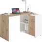Bureau d'angle avec rangements Albrecht - Mélaminé chene et blanc - L83 x H74 x P117 cm