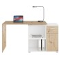 Bureau d'angle avec rangements Albrecht - Mélaminé chene et blanc - L83 x H74 x P117 cm
